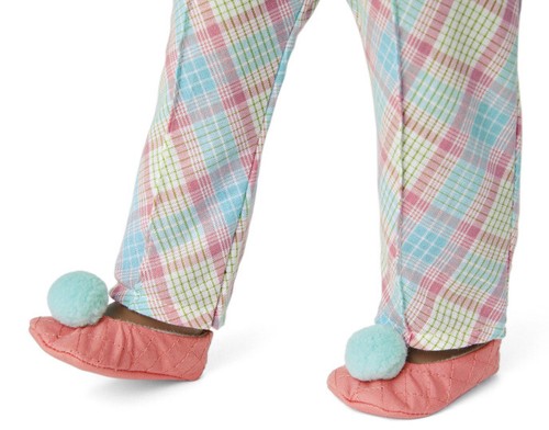 Nuevo en Caja Pijama American Girl Melody Rosa Azul a Cuadros con Zapatillas Rosa, Cintas ¡NUEVO! - Imagen 6 de 6