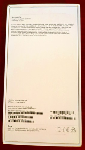Apple iPhone 14 Pro 256GB Gold , BOX ONLY, NO PHONE, EMPTY BOX - Zdjęcie 2 z 4
