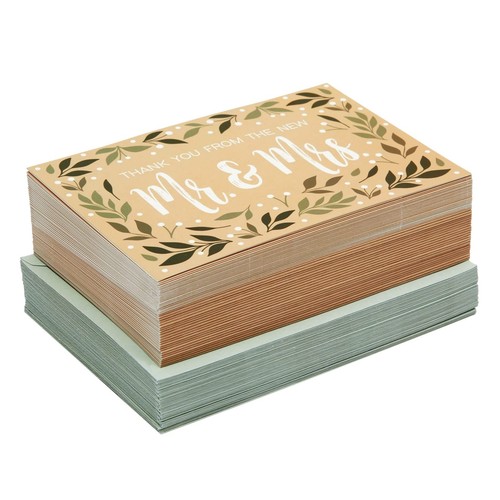 48 Stück Dankeskarten Hochzeit mit Umschlägen - 4 x 6 in grün Blumen Blatt D... - Bild 4 von 7
