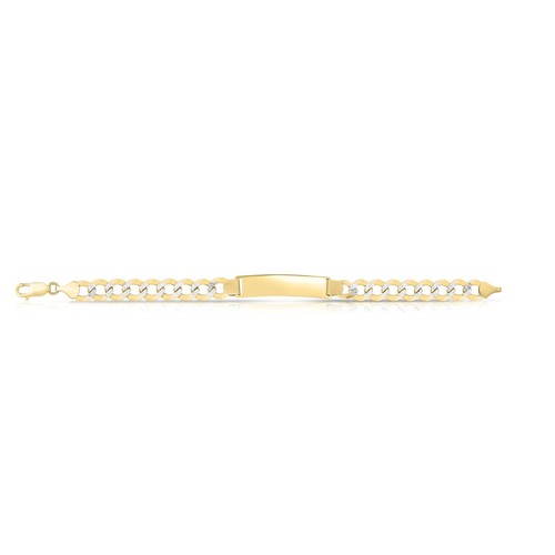 Floreo 14k Two-Tone Gold 11mm Solid Pave Curb Chain ID Name Bracelet 8.5 Inch - Picture 3 of 3