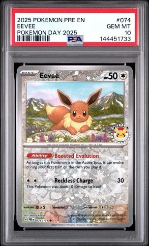 Eevee Prismatic Evolutions Pokemon Day 2025 Stamped Promo PSA 10 Double Swirl 🌀