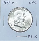 1959 d franklin half dollar Totally Uncirculated Full Bell Lines Nice Frosting
