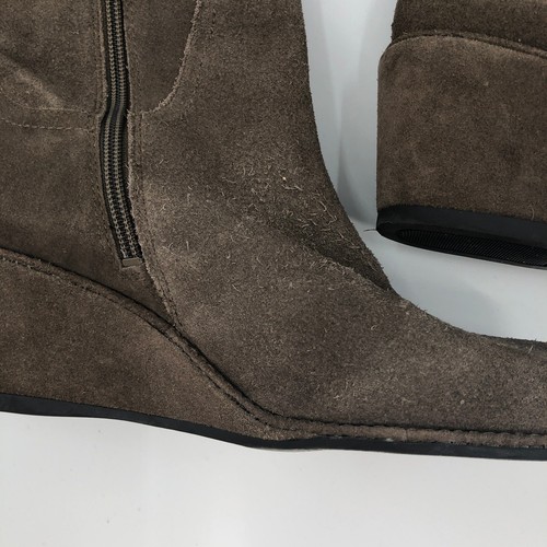 Botas altas Bandolino marrón de lujo de piel sintética con cordones de cuña cierre de cremallera lateral zapatos - Imagen 5 de 10