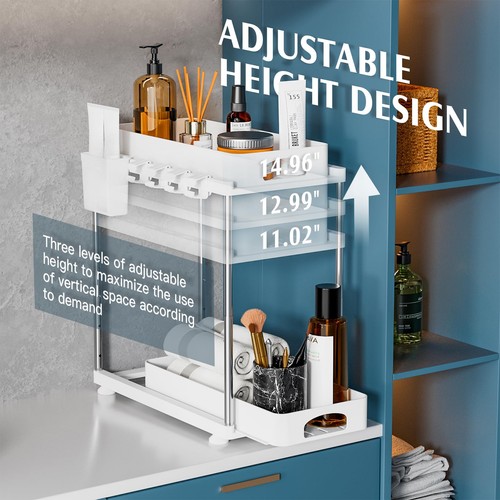 2 Pack Under Sink Organizers and Storage, Double Sliding Kitchen Cabinet Orga... - Picture 4 of 7