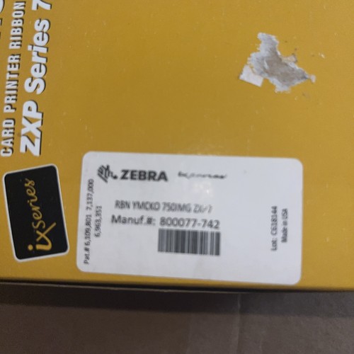 Genuine Zebra 800077-742 YMCKO ZXP Series 7 Printer Ribbon - 750 prints - New - Picture 2 of 2