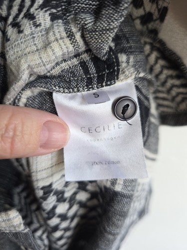 Cecilie Copenhagen Damen Midi Shirt Cold Shoulder Kleid Schwarz & Weiß - Bild 5 von 6