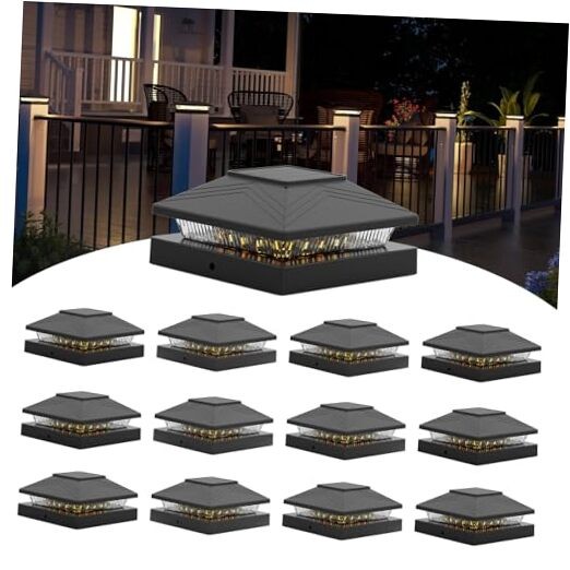 4x4 Solar Post Cap Lights Waterproof Outdoor 12 Pack for Fences