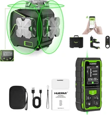 Laser Level 360 Self Leveling, 3X360° Green Cross Line Laser with LCD Screen and