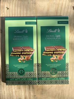 Lot Of 2 Lindt Dubai Style milk Chocolate Bar Pistachio & Kadayif