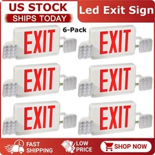 6 Pack LED Exit Sign with Emergency Light, Commercial Grade Fire Exit LED Lights
