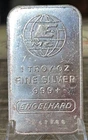 VINTAGE ENGELHARD FINE SILVER ART BAR - 1 TROY OUNCE  - SERIAL #PS 67766