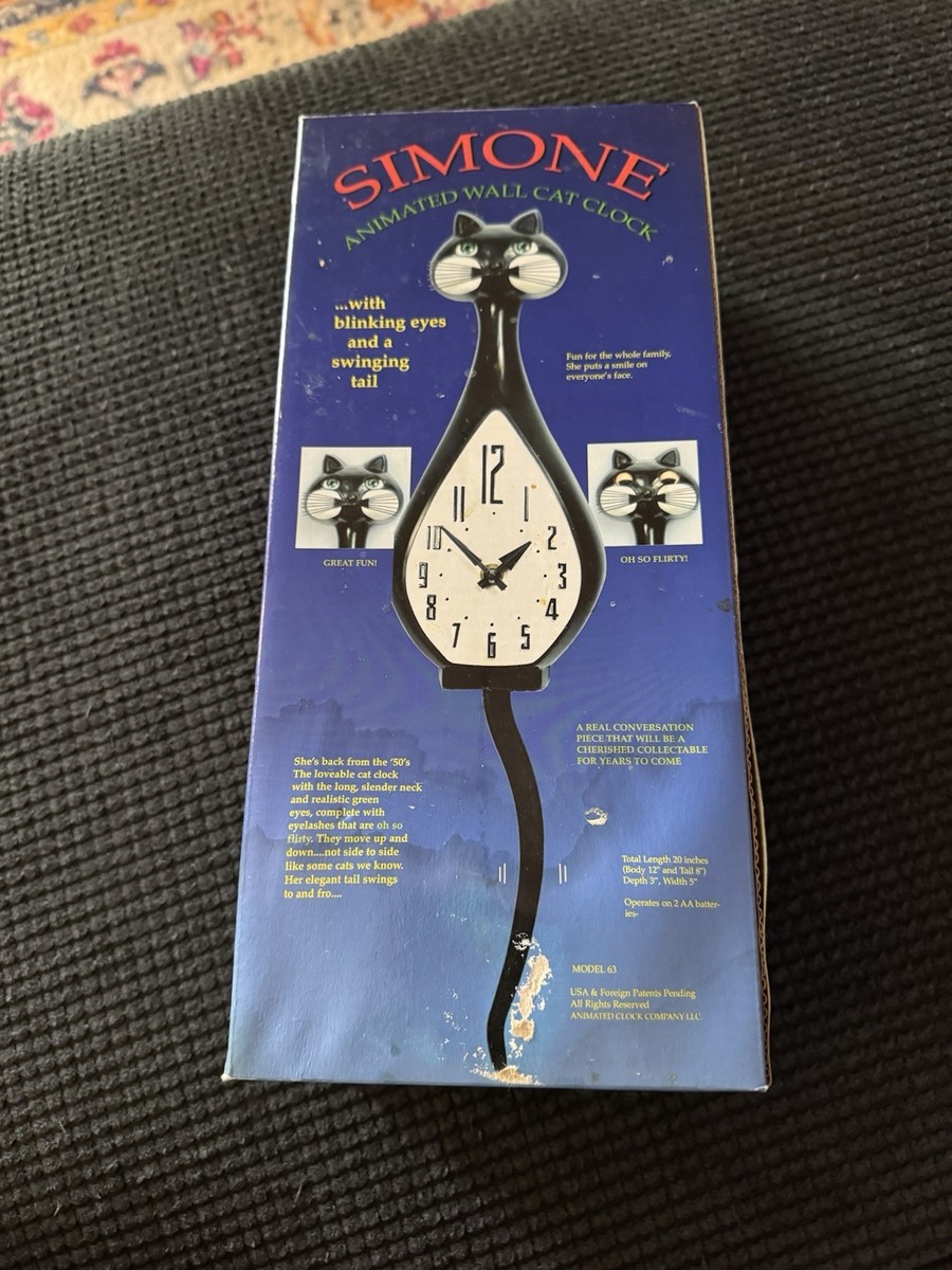 50sレプリカ SIMONE CAT CLOCK 掛け時計 Dessousa Simone Animated Cat Standard Wall Clock - Black (63