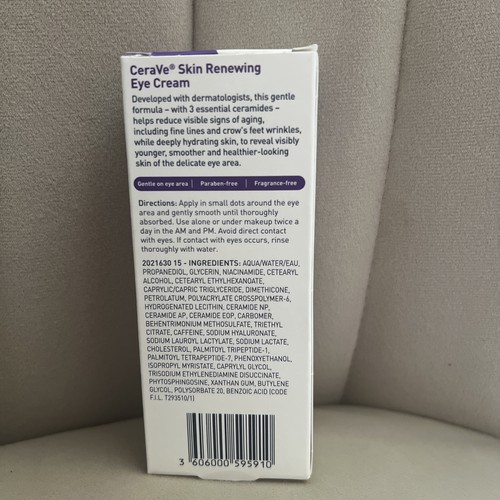 CeraVe Skin Renewing Eye Cream, For Wrinkles & Crows Feet, 0.5 oz. - Picture 3 of 5