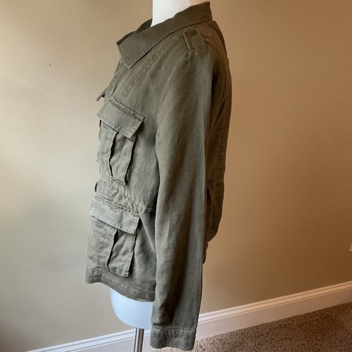 Free People Military Jacket Womens Olive Green Utility Drawstring Pockets Size 6 - Picture 12 of 15