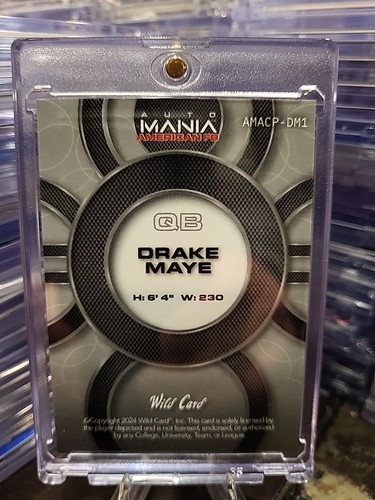 2024 Wild Card Auto Mania American Football Drake Maye Rc. 1/1🔥 - Picture 4 of 4