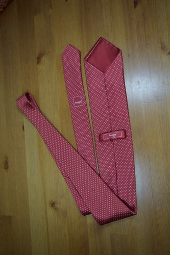 $490 BRIONI Red White Micro Polka Dots Geometric Handmade Silk Neck Tie Italy - Picture 7 of 14