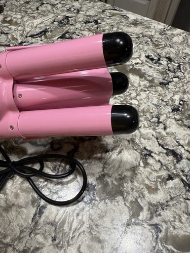 Triple Ceramic Curling Iron, 3 Barrel Wand with Adj. Temperature (Pink) - Picture 4 of 6