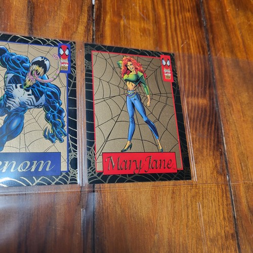 1994 Marvel Spiderman Gold Web Cards Lot (4) Venom Carnage Fleer 90s RGY - Picture 3 of 11