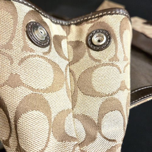 Vintage Coach Hampton Signature Handbag Purse Brown Logo Snap Closure Top Carry - Picture 17 of 24