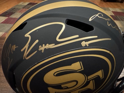 Casco Nick Bosa, Fred Warner, George Kittle autografato 49ers Eclipse Beckett - Foto 5 di 13