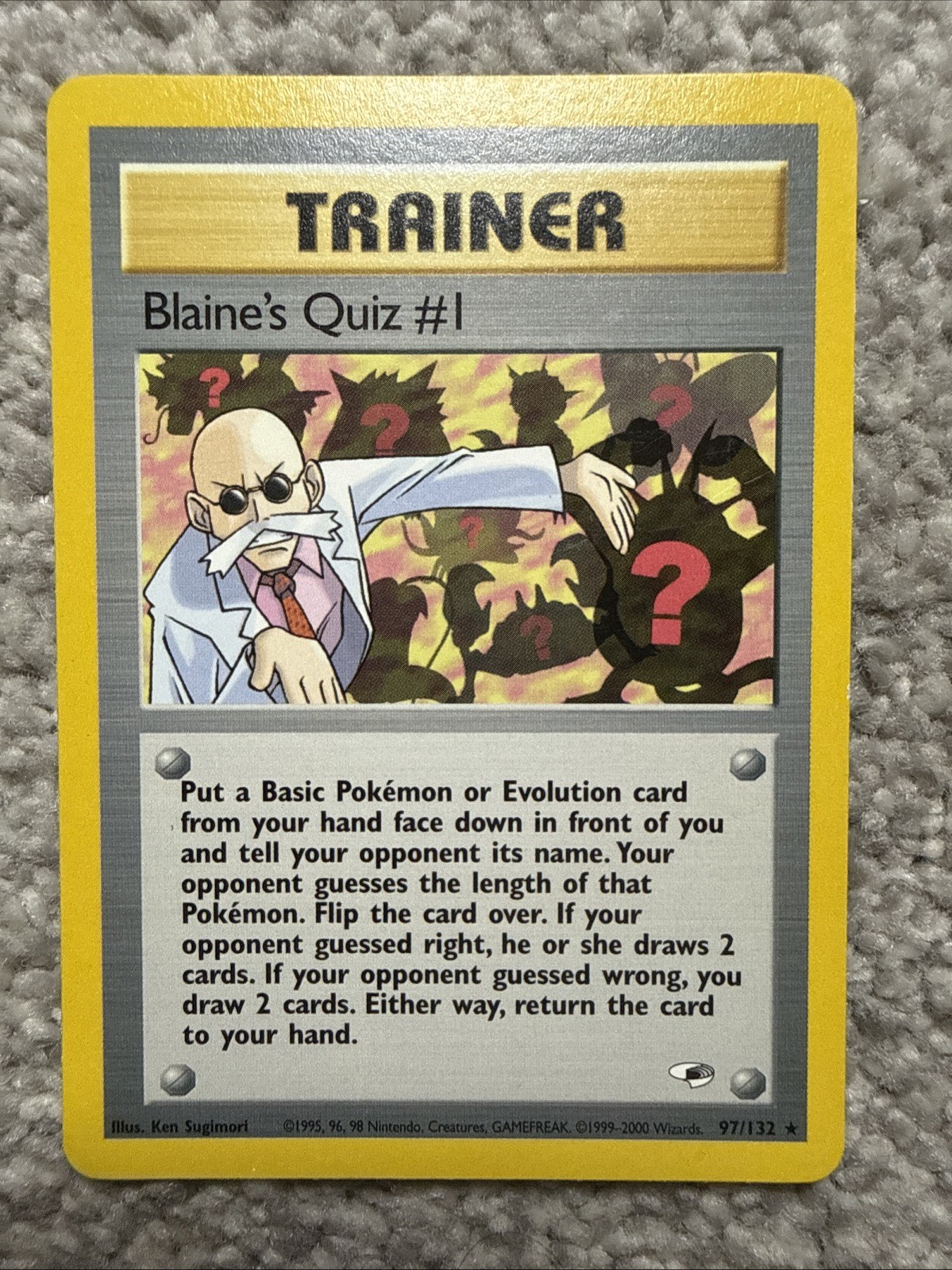 TRAINER BLAINE’S QUIZ #1 GYM HEROES 97/132 POKEMON CARD