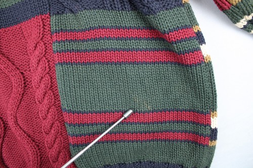 Maglione pescatore vintage legno e grigio uomo grande maglia grossa cotone colorblock - Foto 11 di 16