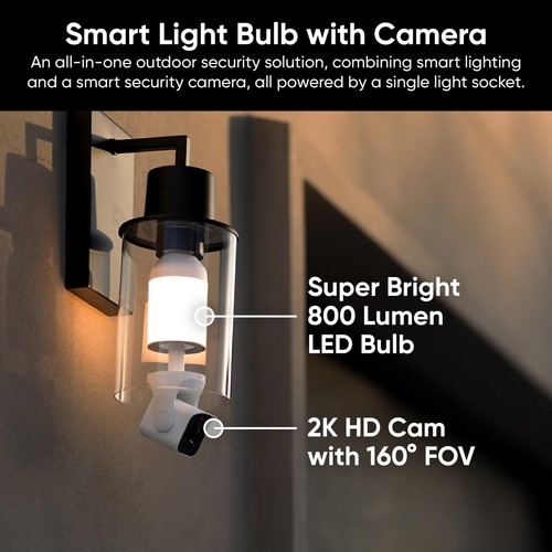 Bulb Cam Security Camera, 2K HD Outdoor Light Bulb Camera, Color Night Vision... - Picture 2 of 9