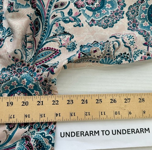 Chinco’s Womens Shirt No-Iron Sateen Floral Lace-Print Button Up Size 2.5 NWT - Picture 9 of 14
