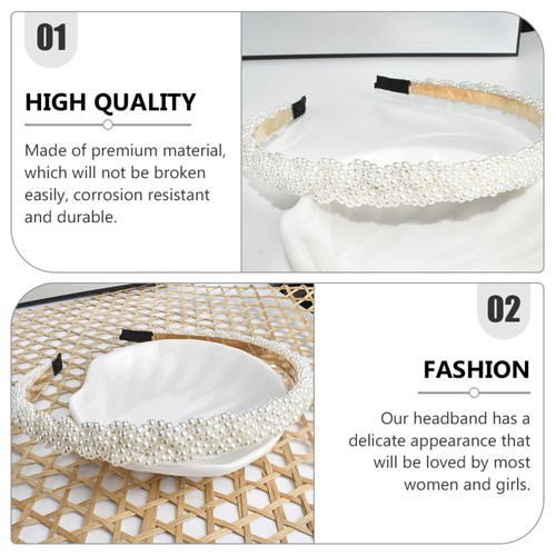 2 Piezas Diadema Perla Novia Novia Prendas para la Cabeza Niñas Diademas Elegante para Mujeres - Imagen 6 de 12