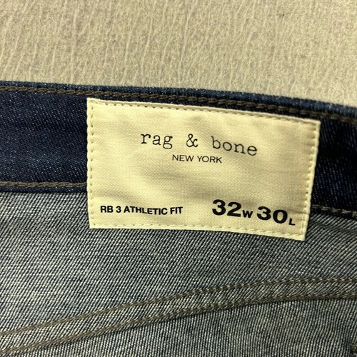 Rag & Bone Jeans Mens 32X30 Blue Denim Mid Rise RB 3 Athletic Fit Straight NWT - Picture 2 of 9