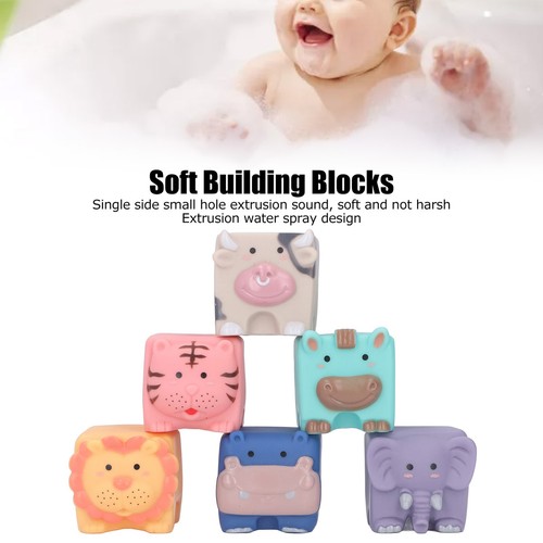 Lot De 6 Blocs éducatifs En Silicone Souple Pour Bébé Jeu à Presser Avec Des - Afbeelding 4 van 12