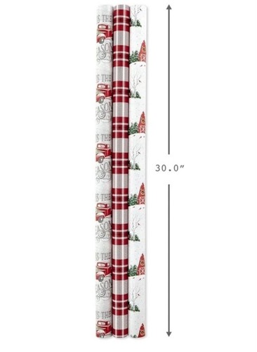 Hallmark Two-Sided Gift Wrap 3 Rolls 120 Sq Ft Reversible Christmas Wrapping - Picture 6 of 7