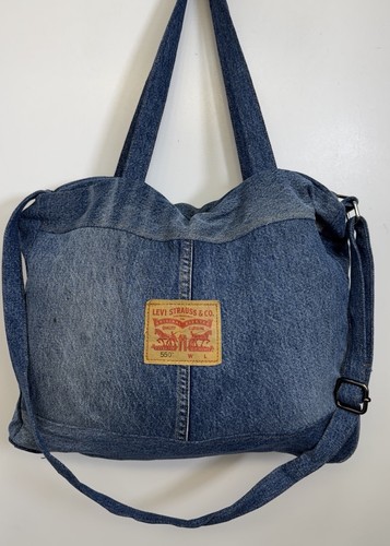 Levi’s Vintage Reworked Denim Blue Tote Bag Top Zip And Front Zip, Lined - Bild 3 von 4