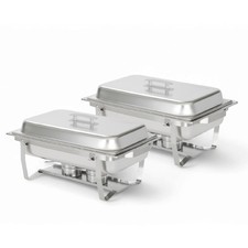 70012-Gray 2 Pack 8QT Chafing Dish High Grade Stainless Steel Chafer Complete...