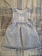 Vintage Lee Acid Wash Denim Union Made Pinafore Jumper Dress Toddler Girl Size 5