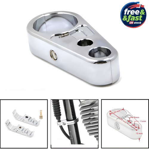 1" Chrome Cable Clip for Motorcycle Brake/Clutch - Aluminum Bracket - Imagen 1 de 8
