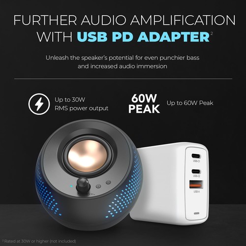 Pebble X 2.0 USB-C Computer Speakers with Customizable RGB Lighting, Bluetoot... - Picture 4 of 5