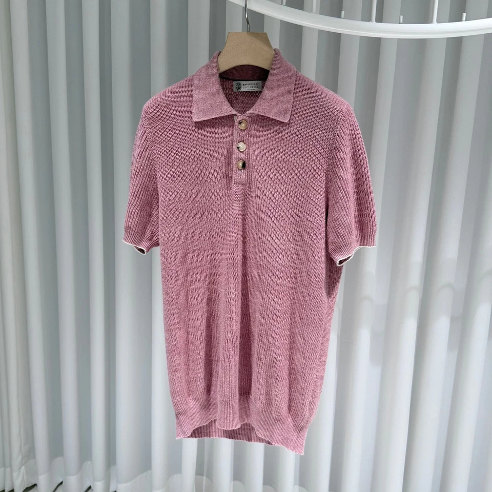 Brunello Cucinelli Linen Cotton Collared Neck Polo Short Sleeve 155879486 [P] - Photo 2/4