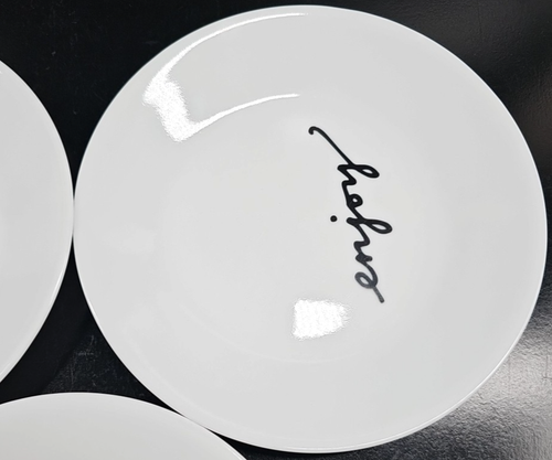 5 Corelle Celebrations Enjoy Appetizer Plates Set Corning Black White Dishes Lot - Picture 16 of 24