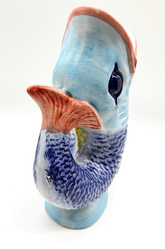 Majolica Portuguese Pottery Gurgle Fish Jug - Picture 4 of 5