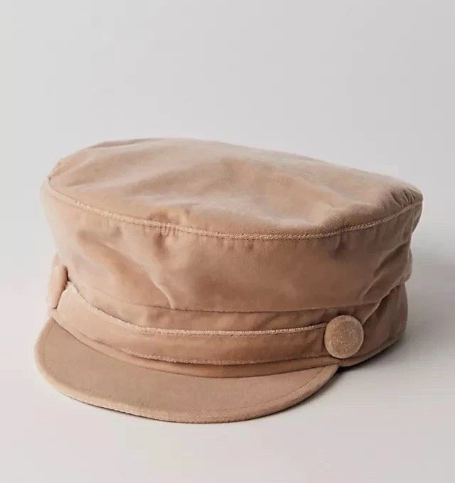 Free People WYETH Nova Cadet Pub Cap Hat Tan Velvet OSFM  display picture 3