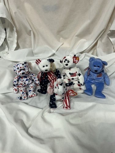 Menge 5 Ty Beanie Babys patriotisches Thema enthält Elefant