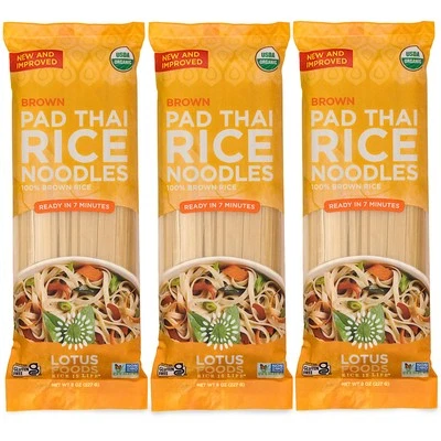 LOTUS FOODS Organic Brown Pad Thai Rice Noodles PACK OF 3