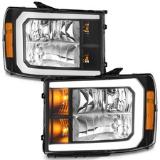 Pair Headlights Led Drl For 2007-2013 Gmc Sierra 1500 2500hd 3500hd Wo Bulbs
