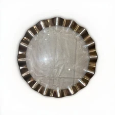 Annieglass Glass Platter Platinum Ruffled Signed Large 12.5” Made USA