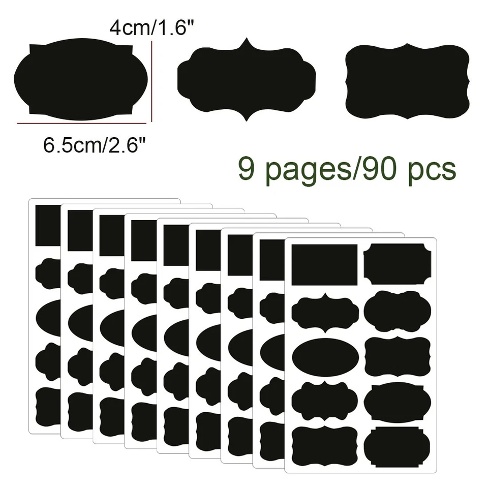 90pcs Chalkboard Label Watertight Reusable Blackboard Storage Stickers Foto 2 de 4