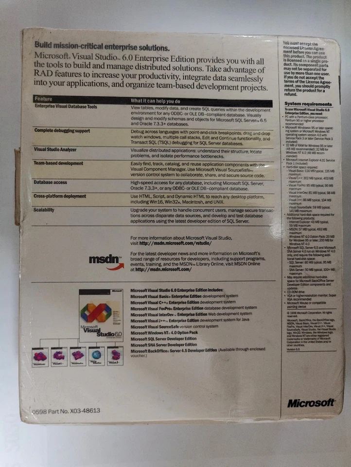 Microsoft Visual Studio 6.0 Enterprise Sealed Slighlty Crushed - Image 2 of 4