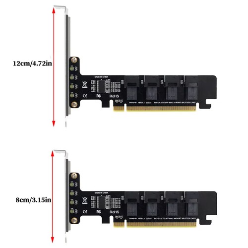 1* Brand New 4-Port U.2 NVMe Expansion Card For PCI-E X4/X8/X16 For Windows - Afbeelding 12 van 13