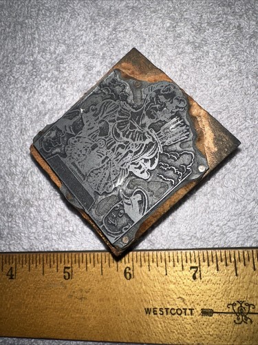Printing Block ( 2 Generals Looking At Statue Of Caesar ) Nice Details! - Picture 6 of 7