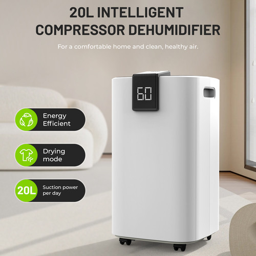 20L Dehumidifier Air Purifier with Humidistat LCD Display for Home Laundry White - Picture 2 of 16